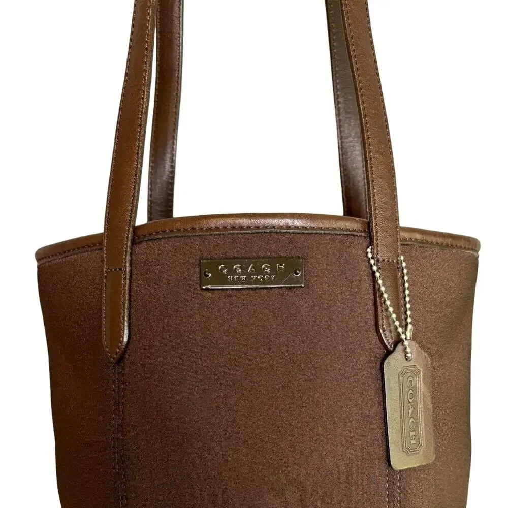 Coach Brown Neoprene Leather Shoulder Strap Classic Chic